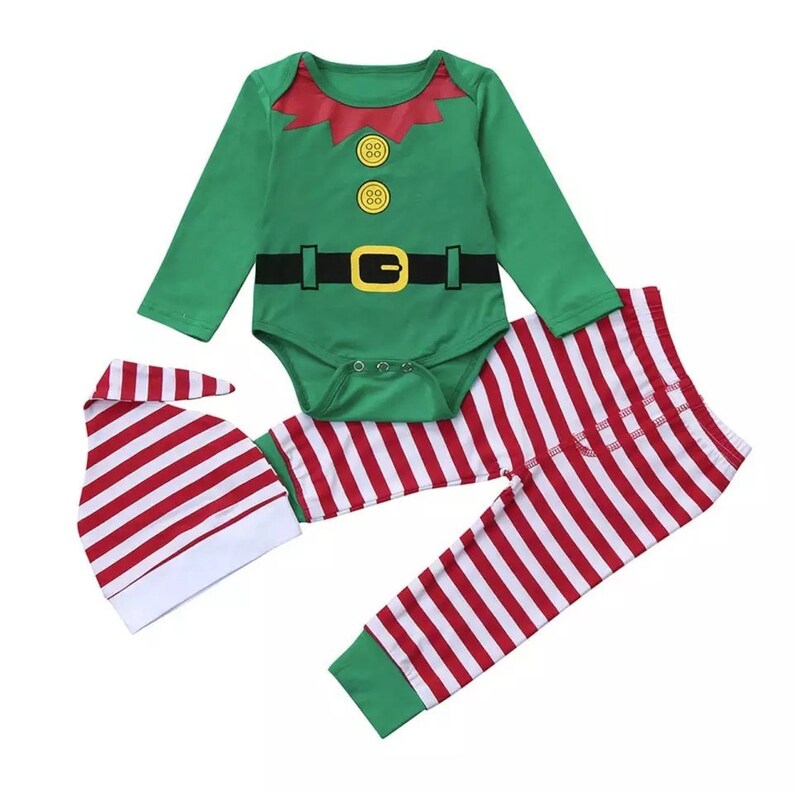 Winter Christmas Baby ELF Costume 3pcs Set Toddler Elf Etsy