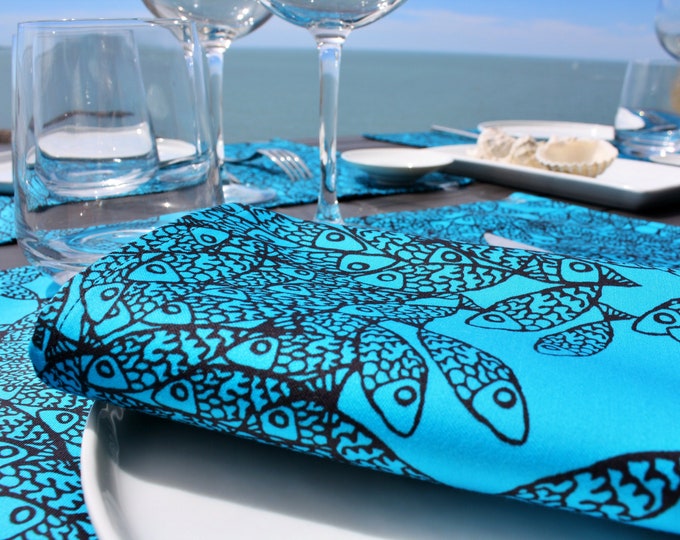 Lot de 4 serviettes de table - bleu Atoll