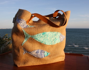 Sac de plage XXL - toile de jute - Made in France