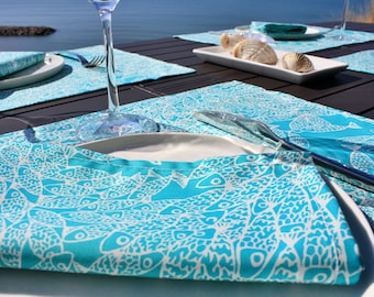 Lot de 2 Serviettes de table - turquoise