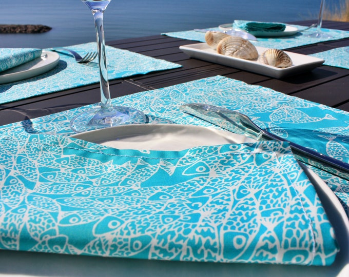 Lot de 2 Serviettes de table - turquoise