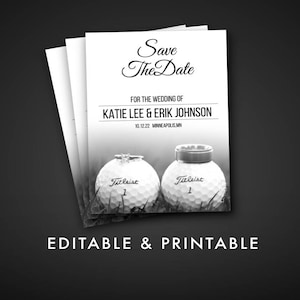 EDITABLE Save the Date Golf Instant Download, Editable Template for Save the Dates, DIY
