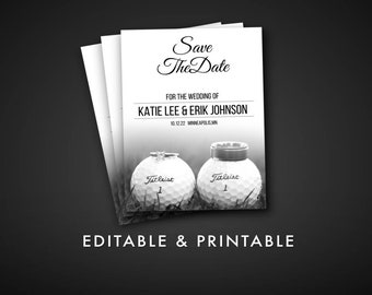 MODIFICABILE Save the Date Golf Download istantaneo, modello modificabile per Save the Dates, DIY