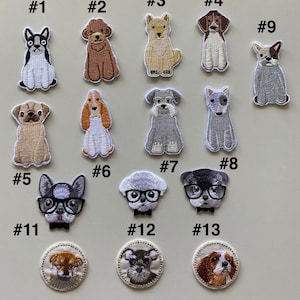 Puede incluir: Conjunto de 16 parches bordados para planchar con diferentes razas de perros. Los parches son de varios colores y estilos, incluyendo perros de estilo de dibujos animados que llevan gafas y pajaritas.