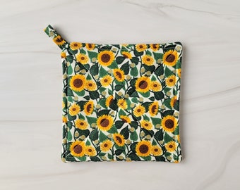 New! Rifle Paper Co Pot Holder, Rifle Paper Potholder, Handmade Sunflower Fields Kitchen Decor, Floral Thick Potholder, House Warming Gift