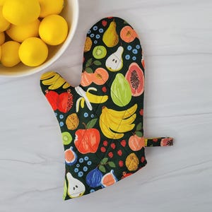 NEW! Rifle Paper Co Oven Mitt, Fruit Stand Oven Mitt, Bananas and Apples Oven Mitt Set, Morden Kitchen Accessory, Wedding Shower Gift Set