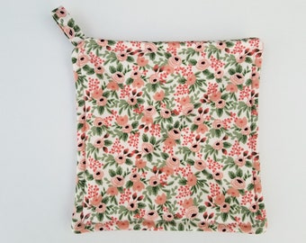 NEW! Handmade Rifle Paper Co Pot Holder, Rifle Paper Potholder, Spring Kitchen Decor, Easter Decor, Floral Pot Holder, Mother's Day Gift