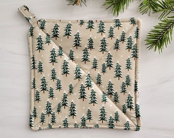 Handmade Rifle Paper Co Pot Holder, Rifle Paper Potholder, Christmas Tree Pot Holder, Winter Pot Holder, Holiday Classics Pot Holder,