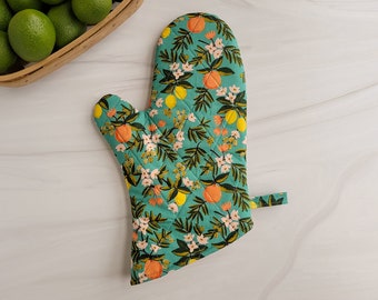 Handmade Rifle Paper Co Oven Mitt, Rifle Paper Oven Mitt, Rifle Paper Mitt, Citrus Mitt, Citrus Kitchen Gift Set, Mother's Day Gift for Mom