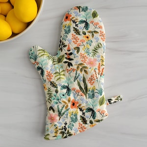 Handmade Rifle Paper Co Oven Mitt, Spring Kitchen Decor, Rifle Paper Oven Mitt, Herb Garden Mitt, Holiday Gift for Mom, Rifle Paper Set