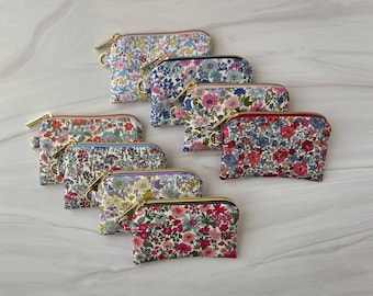 Handmade Liberty of London Zipper Pouch, Floral Wallet, Small Card Case, Coin Purse, Small Gift for Women, Liberty Stocking Stuffer