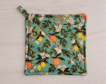 Handmade Rifle Paper Co Pot Holder, Rifle Paper Potholder, Rifle Paper Kitchen Accessory, House Warming Gift, Shower Gift, Citrus Potholder