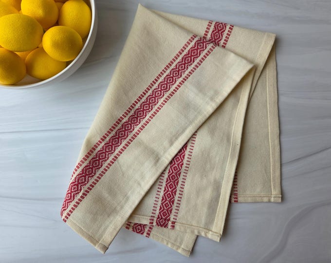 New! Handmade Scandinavian Kitchen Tea Towel, Classic Cotton Tea Towel, Christmas Kitchen Towel, European Kitchen Linen, Housewarming Gift