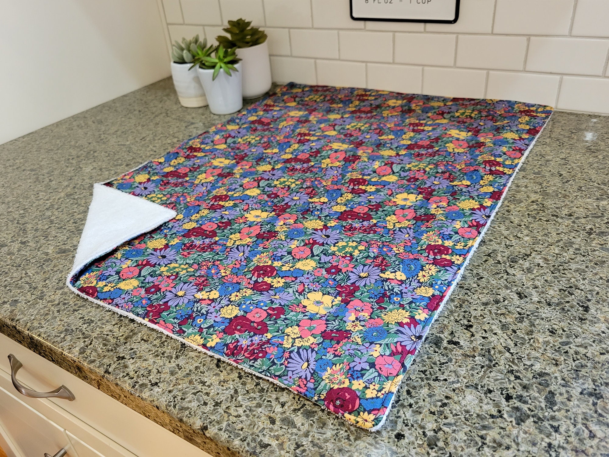 Handmade Dish Drying Mat for Kitchen Counter, Blue Mandala Bohemian  Absorbent Dish Draining Mat Extra Large Protector Pad Heat-resistant 