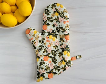 Handmade Rifle Paper Co Oven Mitt, Rifle Paper Oven Mitt, Rifle Paper Mitt, Handmade Modern Kitchen Decor, Lemons and Limes Oven Mitt,