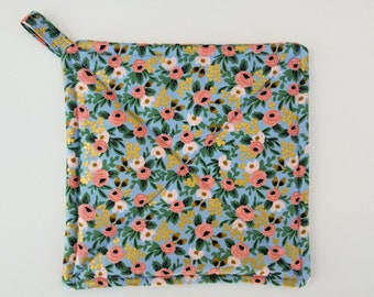 NEW! Handmade Rifle Paper Co Pot Holder, Rifle Paper Potholder, Spring Kitchen Decor, Easter Decoration, Rosa Pot Holder, Mother's Day Gift