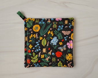 New! Rifle Paper Co Pot Holder, Rifle Paper Potholder, Handmade Curio Kitchen Decor, Floral Thick Potholder, House Warming Gift