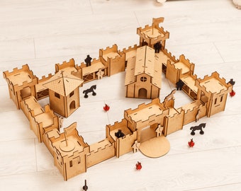 Wooden Castle 3D Puzzle with Catapult, Birthday Gift for Boy, Educational Wooden Toy, Kids Birthday gift, Montessori Toy for Child