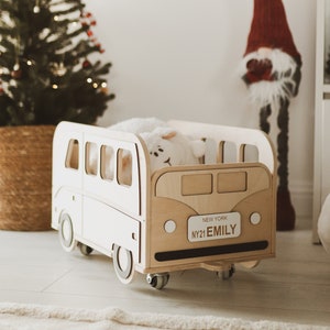 Toys Storage, Wooden Box on Wheels, Christmas Gift for Kids image 2