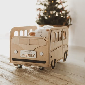 Toys Storage, Wooden Box on Wheels, Christmas Gift for Kids image 1