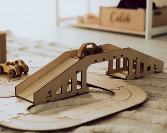 Personalized Wooden Road Track, Montessori Toys, Puzzle Racetrack for Kids