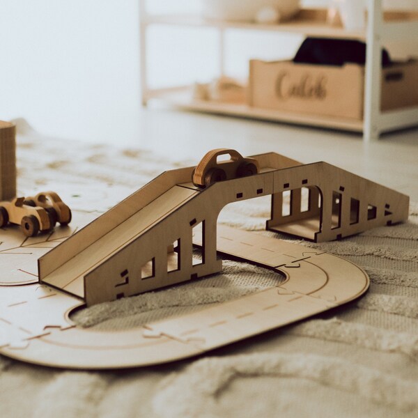 Personalized Wooden Road Track, Montessori Toys, Puzzle Racetrack for Kids