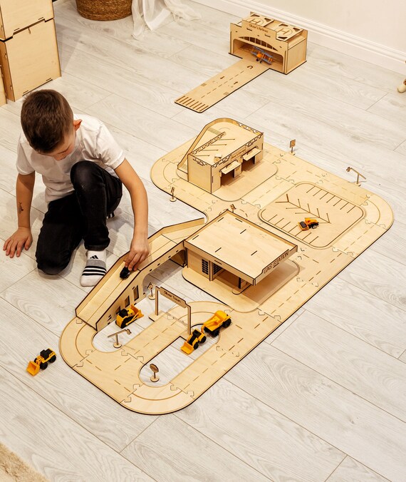 Wooden Road Track Birthday Boy Personalized Gift Montessori Toy