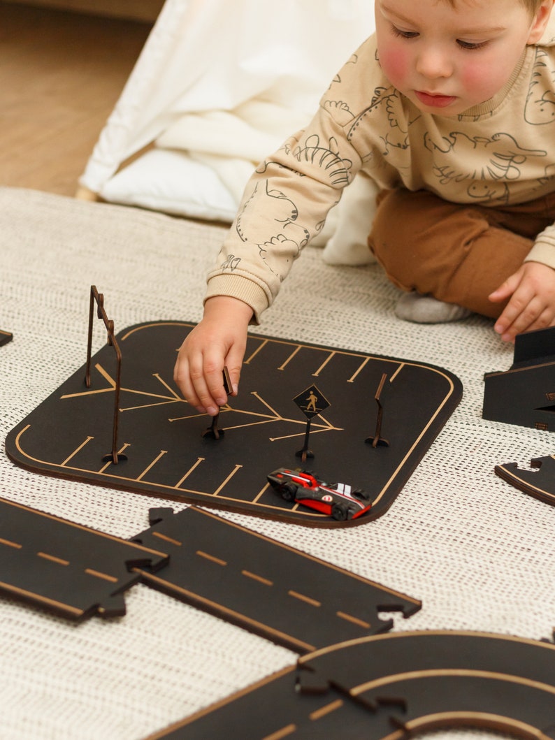 Wooden Car Road Track, Birthday Gift Personalized, Gift for Kids, Toddler Gift, Wooden Toys, Christmas Gifts for Kids, Montessori image 9