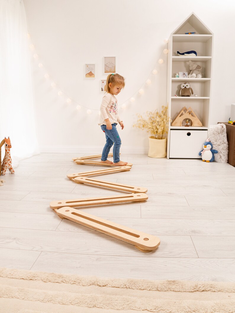 Toddler Wooden Balance Board, Montessori Balance Beam, Balance Beam for Kids, Balance Board for Kids, Toddler Birthday Gift, Wooden Balance image 4