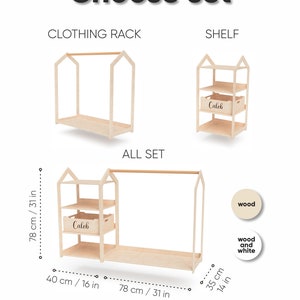 Porte-vêtements Montessori avec étagère, cintres personnalisés pour enfants, meubles en bois pour enfants, meubles de salle de jeux pour enfants, cadeaux danniversaire pour enfants image 8