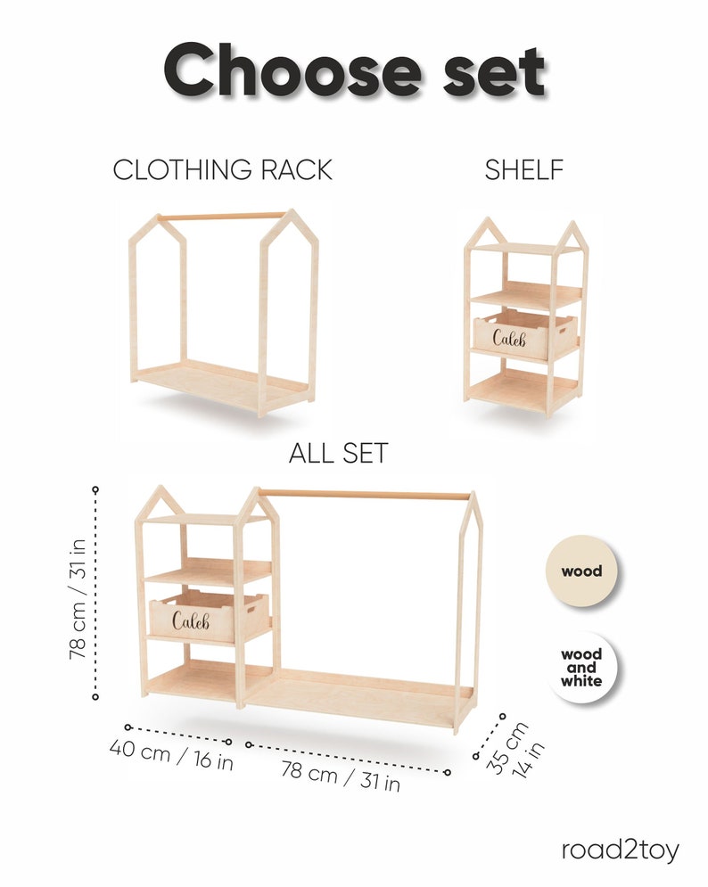 Porte-vêtements Montessori avec étagère, cintres personnalisés pour enfants, meubles en bois pour enfants, meubles de salle de jeux pour enfants, cadeaux danniversaire pour enfants image 8