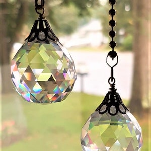 Faceted Crystal Ball Ceiling Fan and Light Pulls image 3