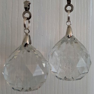 Faceted Crystal Ball Ceiling Fan and Light Pulls Silver No-Cap (Bale)