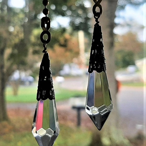 Set of Two Clear Crystal Ceiling Fan Pulls Crystal Light Etsy