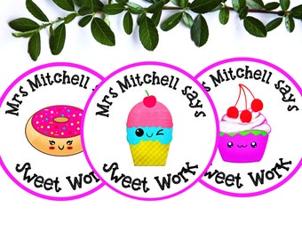 Sweet Work Personalised Teacher Reward Stickers | Classroom Stickers | Teacher Gift