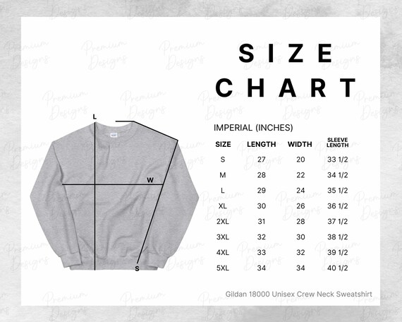 Gildan 18000 sweatshirt size chart Outlet