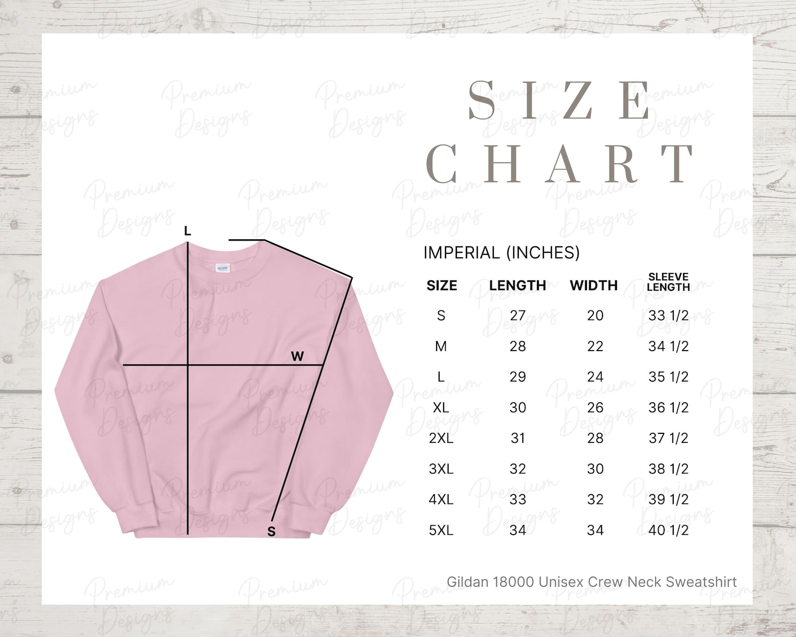 gildan size chart crewneck
