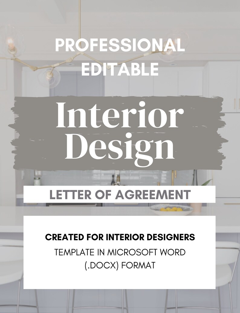 Interior Design Hourly Letter of Agreement Editable Template Etsy