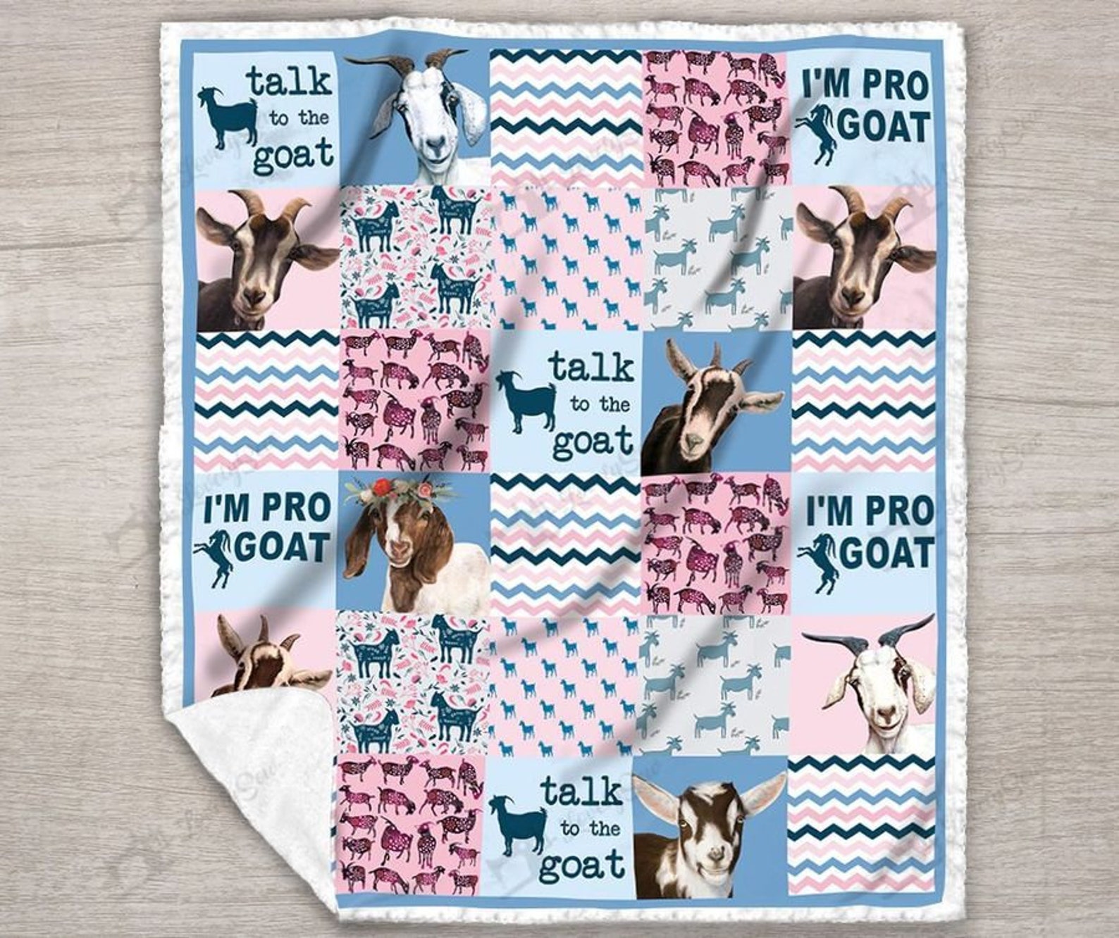 Goat Fleece Blanket / Goat Quilt / Goat Loves Quilt / Gift For Etsy