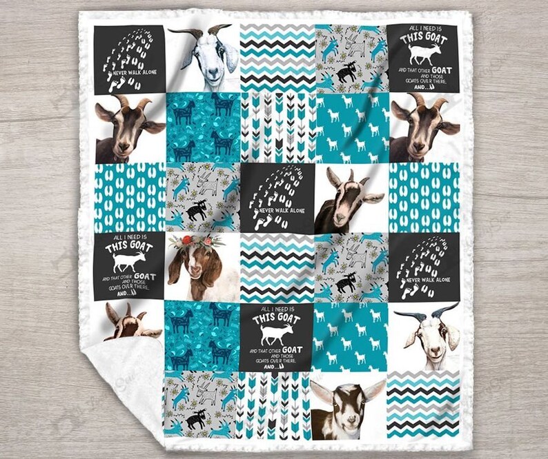 Goat Fleece Blanket / Goat Quilt / Goat Loves Quilt / Gift For Etsy