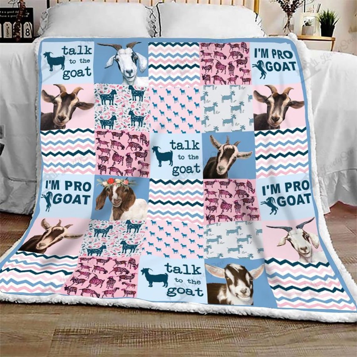 Goat Fleece Blanket / Goat Quilt / Goat Loves Quilt / Gift For Etsy