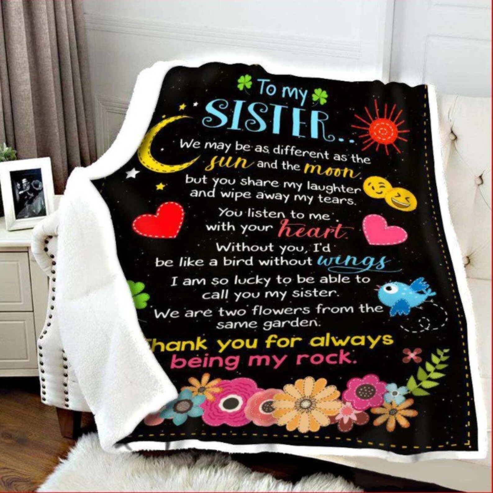 Personalized Blanket To My Sister Quilt Thank You For Etsy