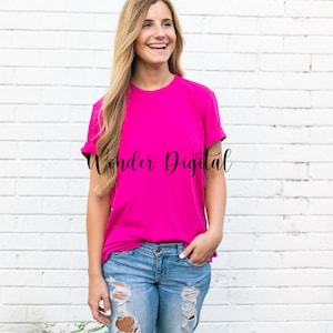 Fuchsia Bella Canvas Mockup 3001 Bella Canvas T-shirt Flat Lay Mockup Boutique Flat Lay Wonder Digital