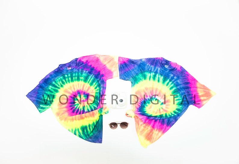 Download Neon Rainbow Tie dye Mockup Tie Dye T-shirt Flat Lay ...