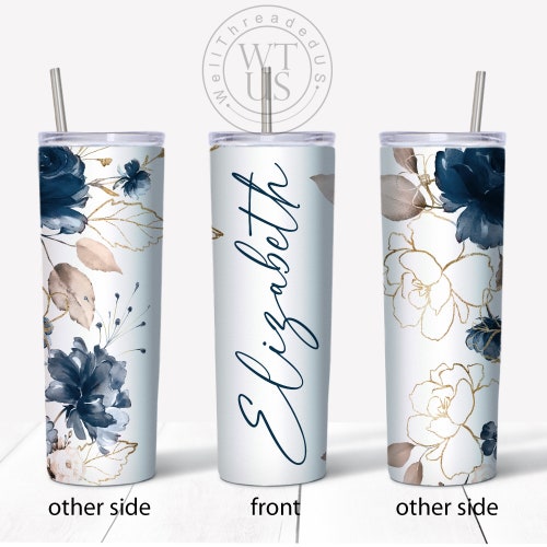 Custom Name Tumbler Personalized Floral Name Tumbler Gift Etsy