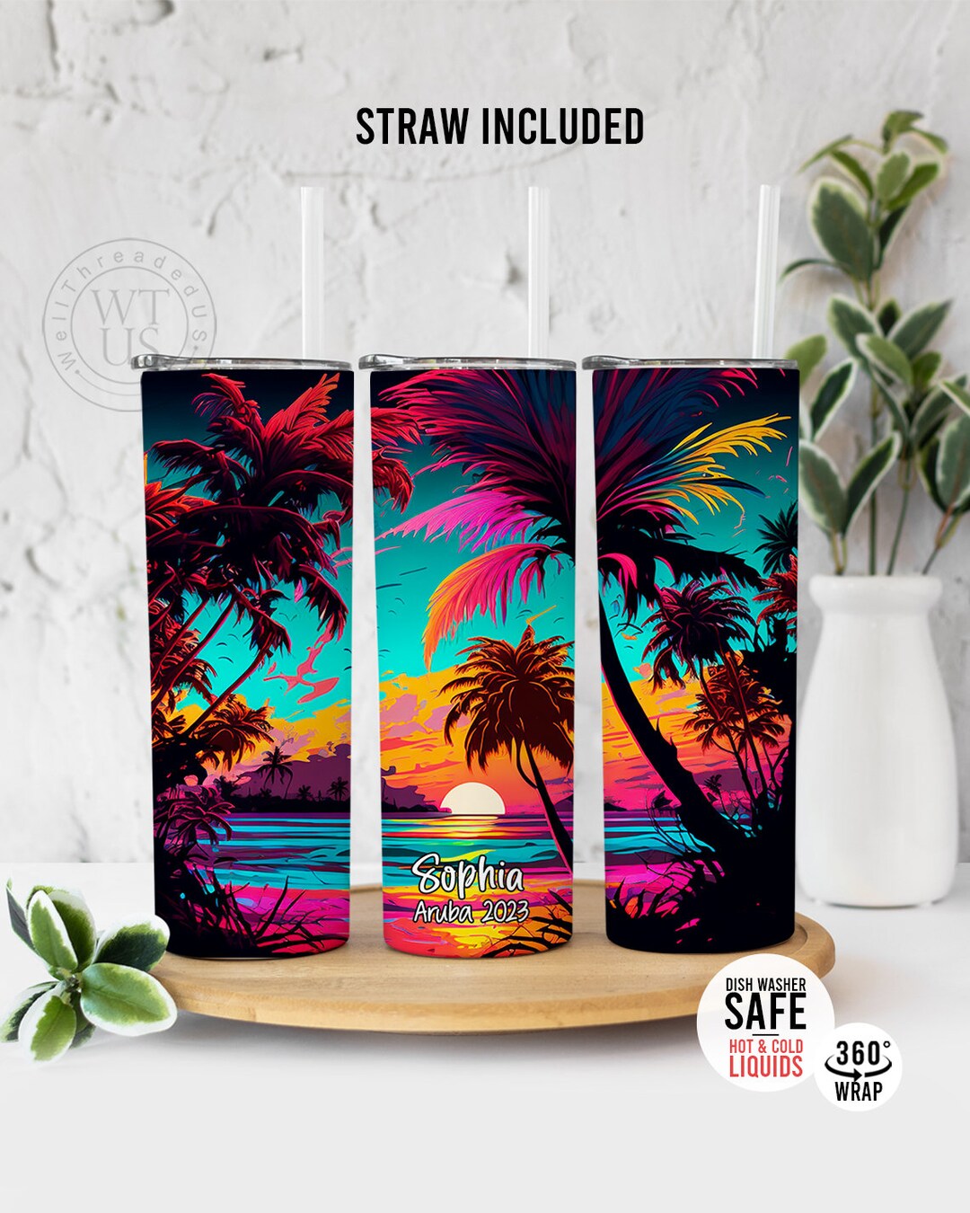 Custom Beach Vacation Tumbler , Personalized Beach Vacation Tumbler