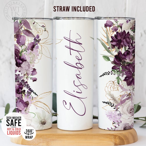 Lavender Tumbler, Purple Floral Tumbler, Lavender Gifts for Women, Cute  Tumbler with Lid and Straw, Unique Birthday Gifts for Women, Friends  Female- 20oz Flower Tumbler/Travel Mug, Lavender Cup 