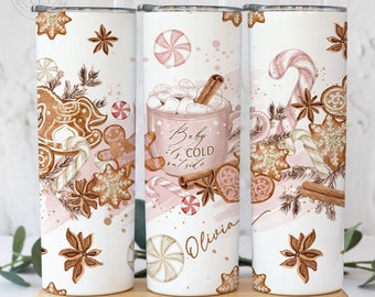 Baby its Cold Outside Tumbler - Gingerbread Tumbler with Straw - Candy Cane Tumbler - Christmas Gift For Her  - Christmas Cup