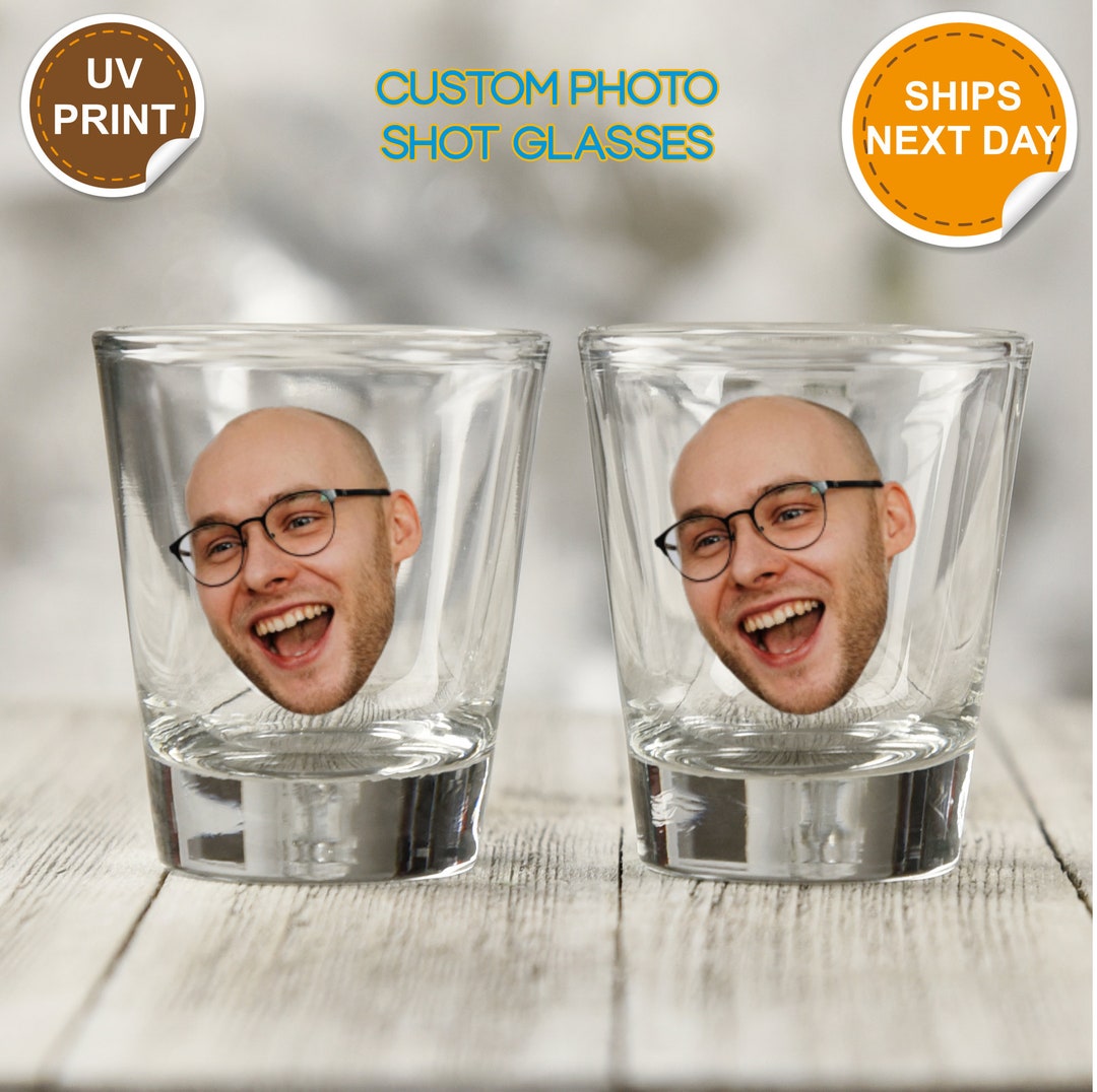 Personalized Photo Shot Glass , Shot Glass With Photo, Groom Shot Glasses , Custom Shot Glass
