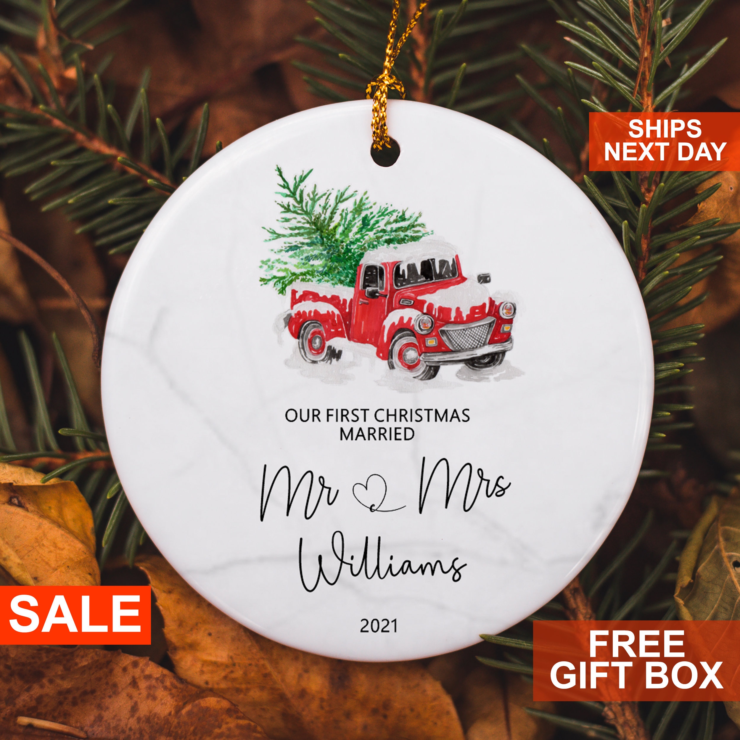 First Christmas Married Ornament Married Christmas Ornament Etsy